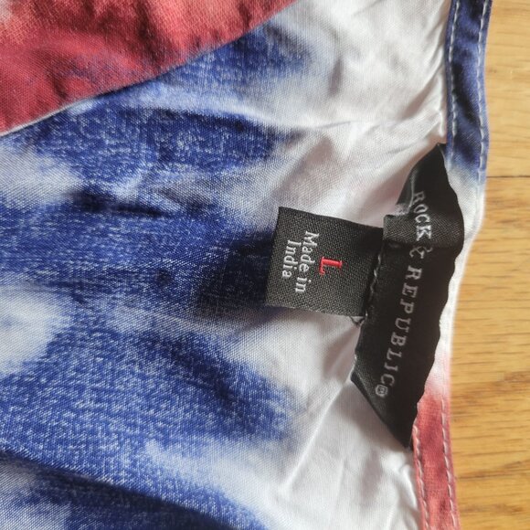 Rock & Republic Womens Tie-Dye Button-Down V-Neck Tank Top - Red White & Blue - - Picture 5 of 6